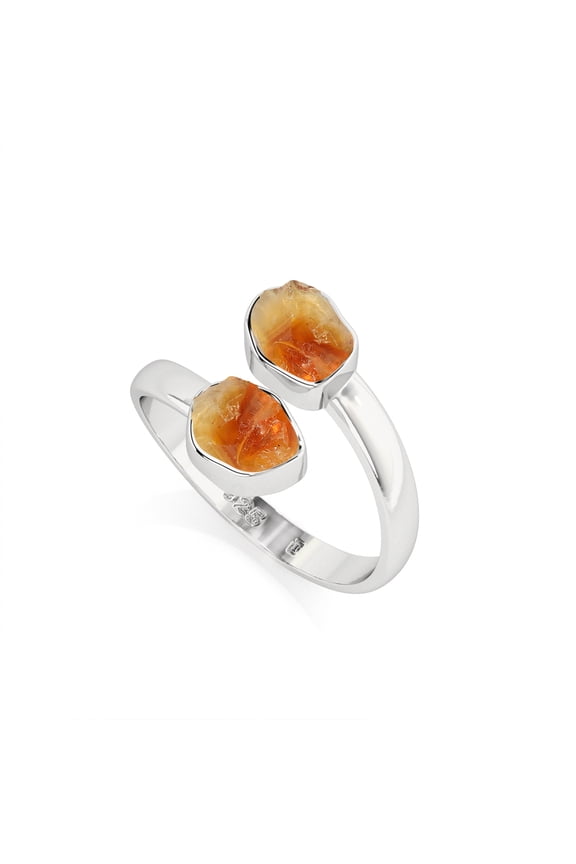 Natural Citrine Rough Shape Rings in Sterling Silver for Women, November Birthstone Jewelry for Her Birthday, Wedding Anniversary, Christmas, Mothers Day