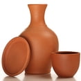 thumbnail image 1 of Natural Clay Water Pitcher, Unglazed Terracotta Carafe, 1.6 Qt, Brown, 1 of 12