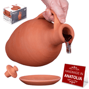 Natural Clay Water Pitcher, Unglazed Terracotta Carafe, Brown, 3.3 Qts.