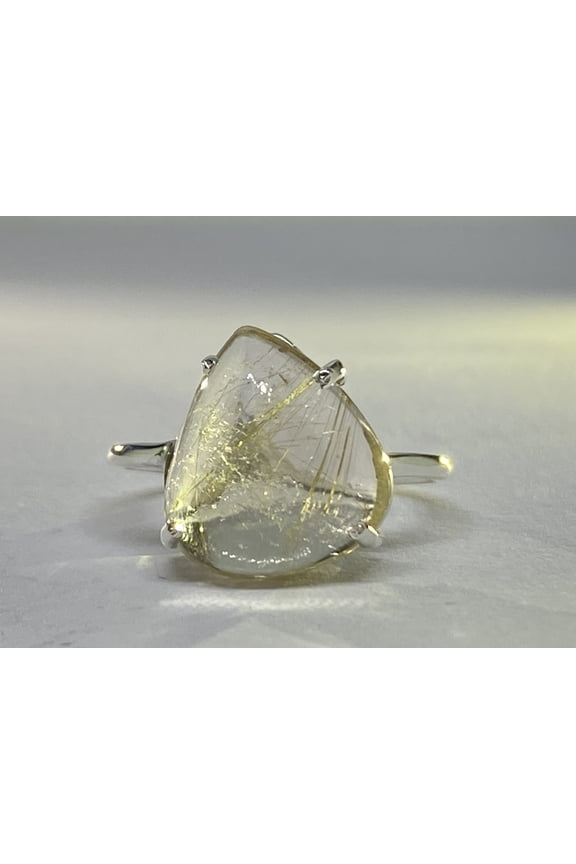 Natural Clean Golden Rutile Ring In 925 sterling solid silver