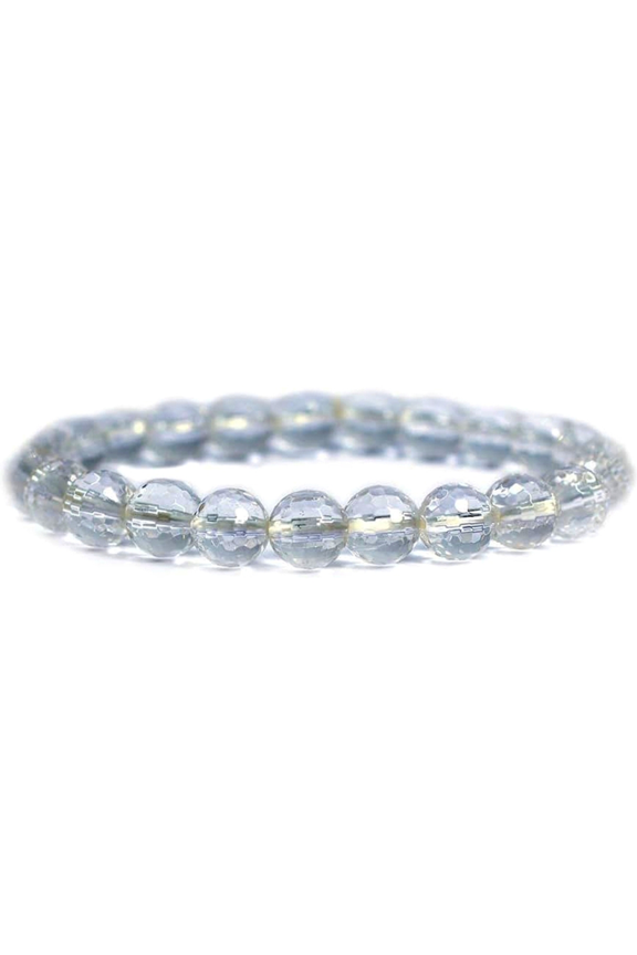 Natural Clear Quartz 8mm Round Shape Faceted Cut Beads Stretchable Bracelet for Men & Women.