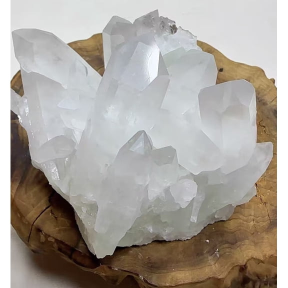 Natural Clear Quartz Crystal Cluster with Fuchsite - 3.23x2.95 Inch White Quartz with Green Mica Specimen for Decoration, Chakra Balancing (0.705 lb)
