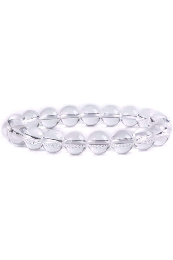 Natural Clear Quartz Gemstone 10mm Round Beads Stretch Bracelet 7 Inch Unisex