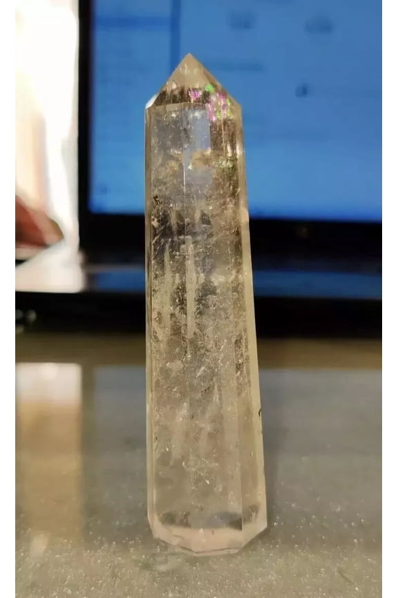 Natural Clear Quartz Obelisk Rainbow Point Healing Crystal For Home Décor Use