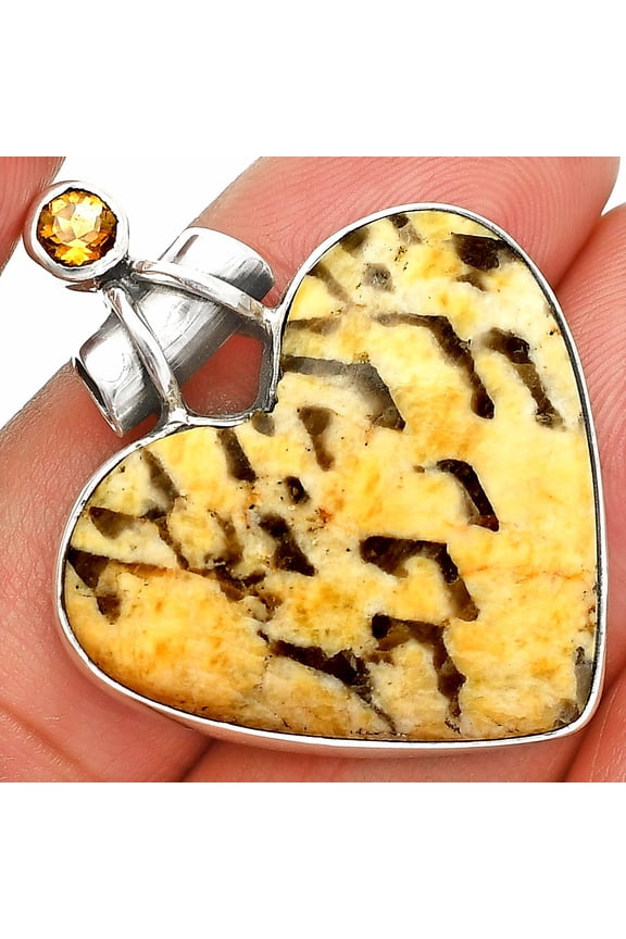 Natural Cobra Jasper & Citrine 925 Sterling Silver Pendant Jewelry P-1159 SDP151036
