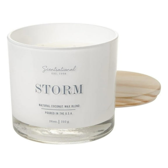 Natural Coconut + Beeswax Scented Candle Storm (All ) XL White Jar with Wooden Lid, 26 Oz.