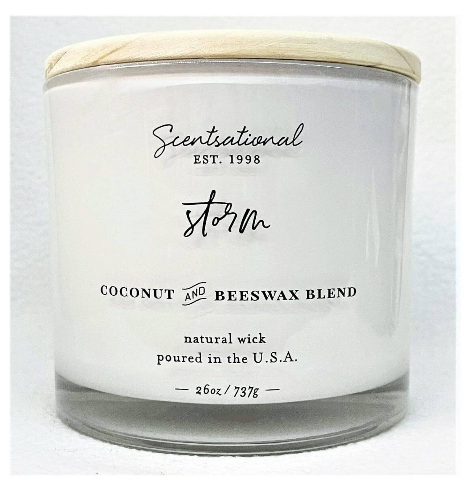 Natural Coconut Beeswax Scented Candle Storm XL White Jar with Wooden Lid 26 Oz. Walmart