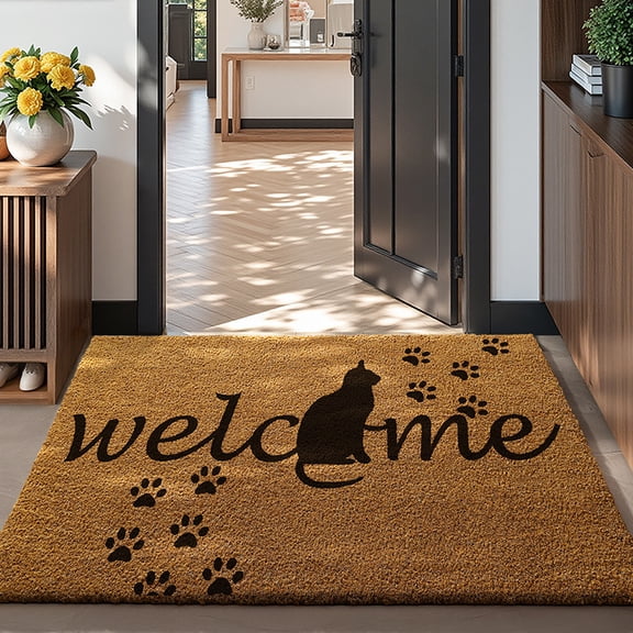 Natural Coconut Coir Door Mat, Mud Dirt Scraping Entryway Doormat, Stain Resistant Non Slip Floor Mat, Durable Anti Dust Front Door Foot Pad for Home Entrance