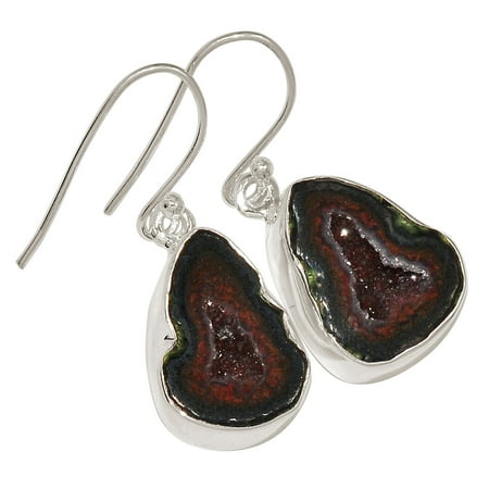 Natural Coconut Druzy 925 Sterling Silver Earrings Jewelry ALLE-18153