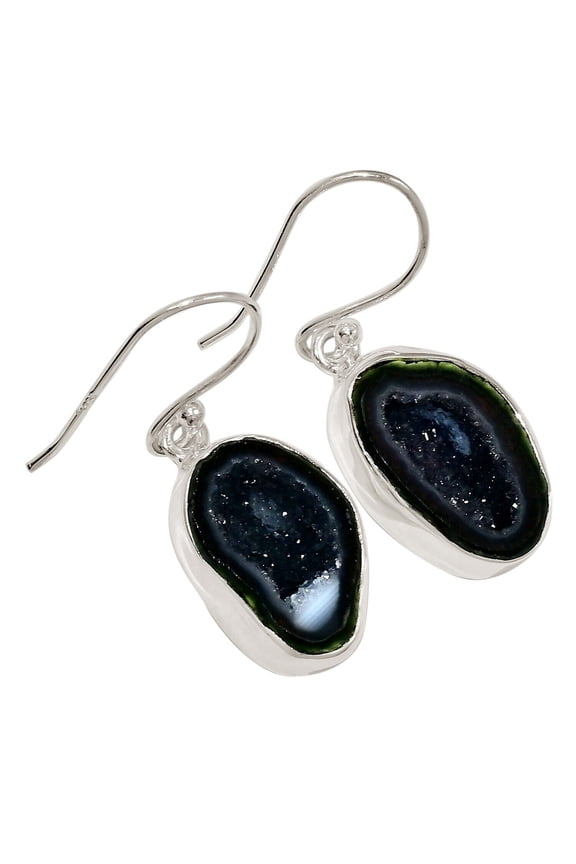 Natural Coconut Druzy 925 Sterling Silver Earrings Jewelry ALLE-18585