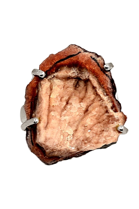 Natural Coconut Druzy 925 Sterling Silver Ring Jewelry s.8.5 ALLR-29933