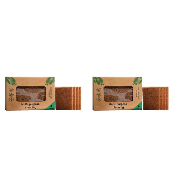 Natural Coconut Fiber Dish Scrubber Brush For Kitchen Cleaning And Washing Compostable Scouring Pad, 15x10 cm, Khaki 2PCS