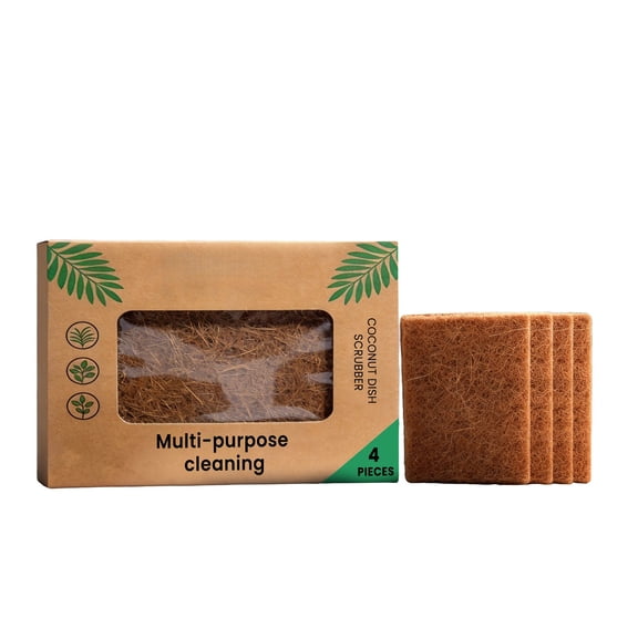 Natural Coconut Fiber Dish Scrubber Brush For Kitchen Cleaning Compostable Scouring Pad