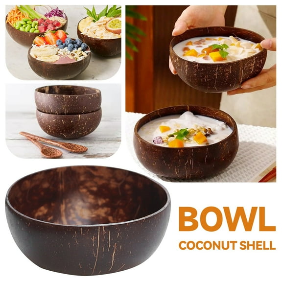 Natural Coconut Shell Bowl, Polished Tropical Tableware for Party Dining and Home Decor (6 in)