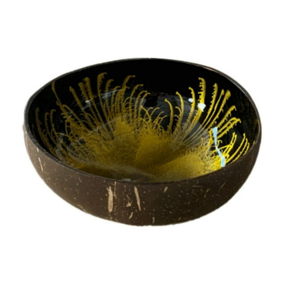 Natural Coconut Shell Bowls, 1PC Handmade Decorative Storage Bowl, For Entryway Keys Candy Home Decor, Yellow Finish