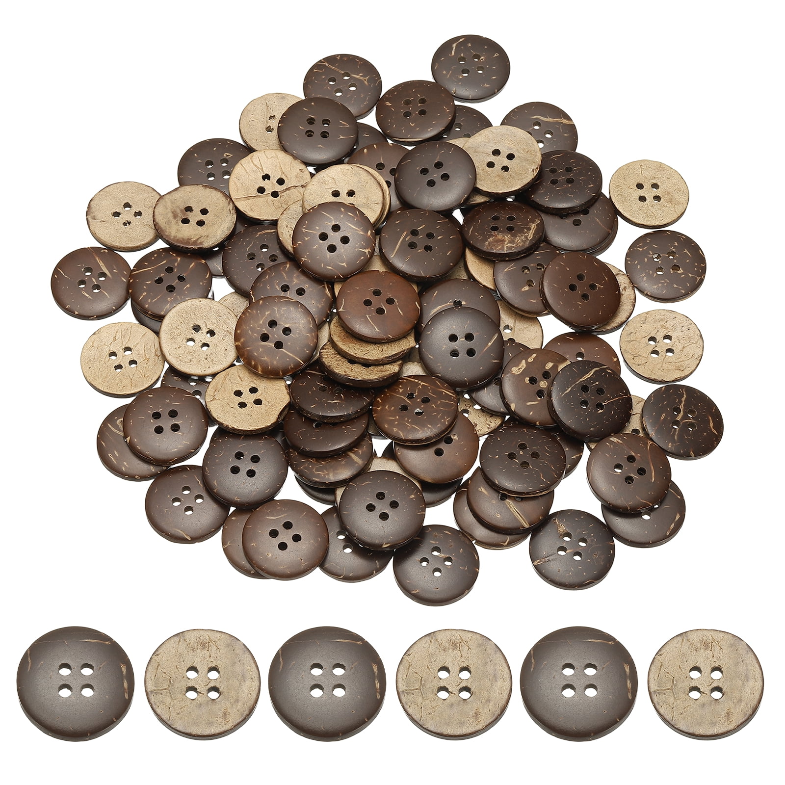 Natural Coconut Shell Buttons, 4 Holes Wooden Buttons for Sewing DIY ...