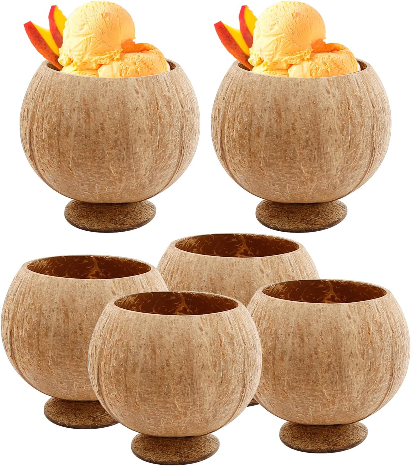 Natural Coconut Shell Cups (6 Pcs) for Luau & Party