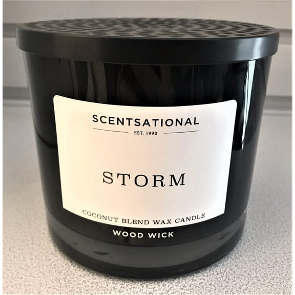 Natural Coconut Wax Blend Scented Candle Storm (All caps) XL Black Jar with Distressed Lid, 26 Oz.