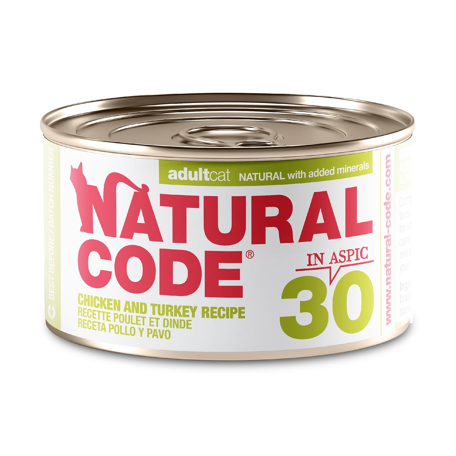 Natural Code - Wet Cat Food, Limited Ingredient Cat Food, High-Protein, Non-GMO, No Artificial Additives, Made In Italy, Chicken & Turkey in Aspic for Adult Cats (3 oz, 24 Pack)