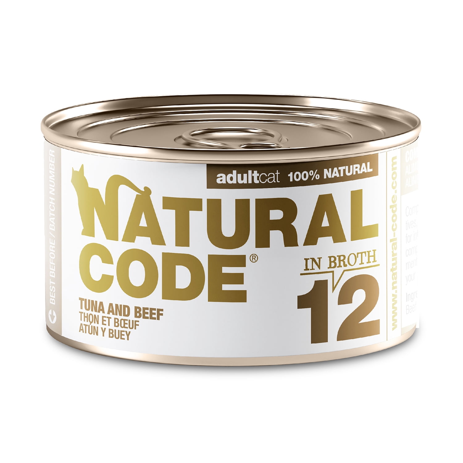 Natural Code - Wet Cat Food, Limited Ingredient Cat Food, High-Protein, Non-GMO, No Artificial Additives, Tuna and Beef in Broth for Adult Cats, 3 oz, 24 pack