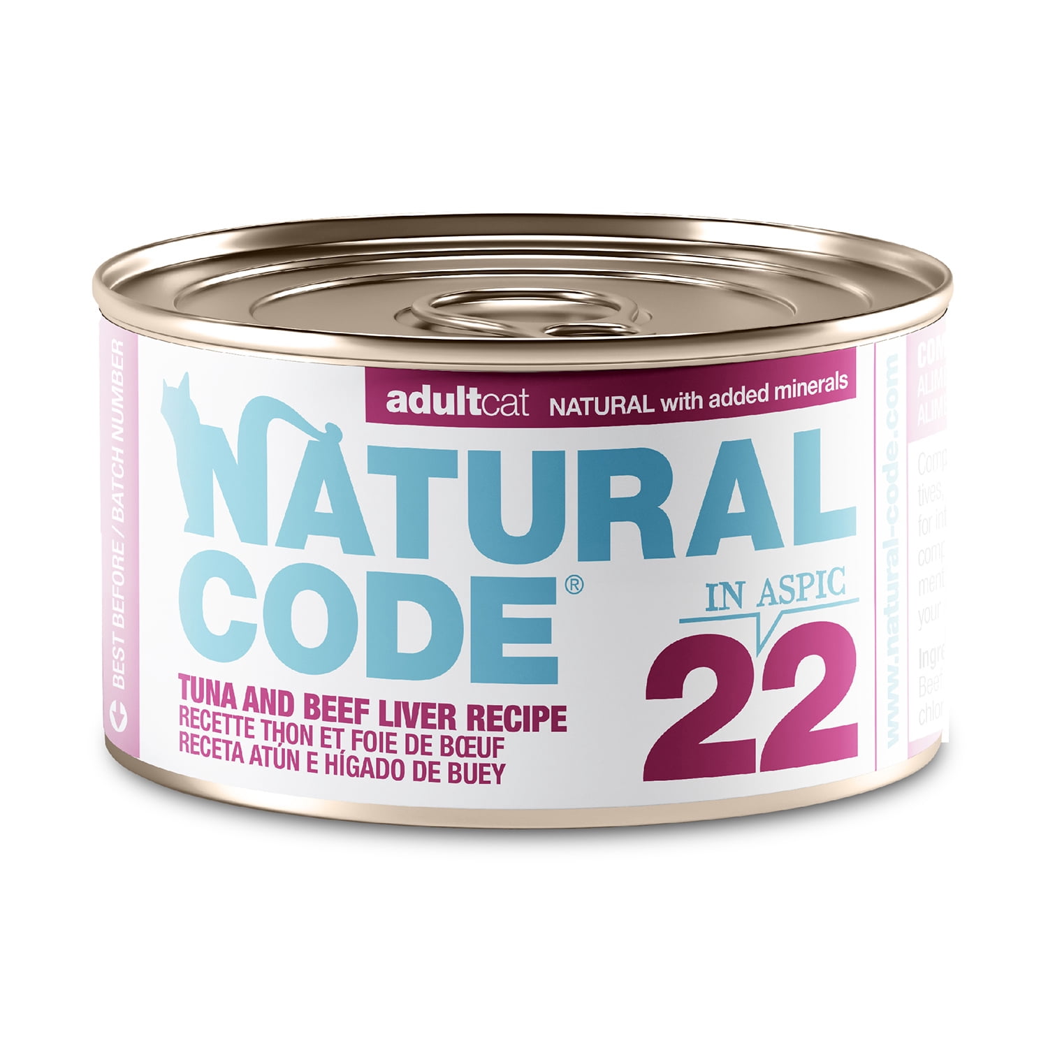 Natural Code - Wet Cat Food, Limited Ingredient Cat Food, High-Protein, Non-GMO, No Artificial Additives, Made In Italy, Tuna and Beef Liver in Aspic for Adult Cats (3 oz, 24 Pack)