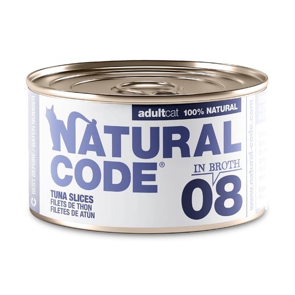 Natural Code - Wet Cat Food, Limited Ingredient Cat Food, High-Protein, Non-GMO, No Artificial Additives, Made In Italy, Tuna in Broth for Adult Cats (3 oz, 24 Pack)