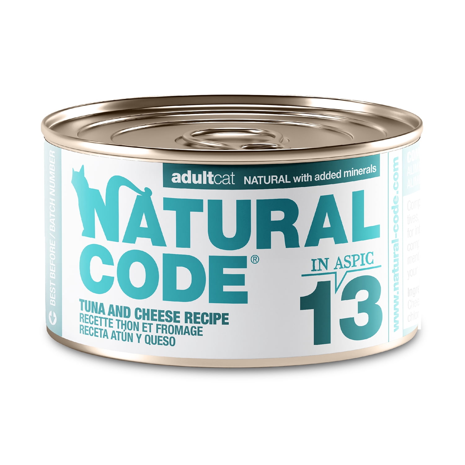 Natural Code - Wet Cat Food, Limited Ingredient Cat Food, High-Protein, Non-GMO, No Artificial Additives, Made In Italy, Tuna and Cheese in Broth for Adult Cats (3 oz, 24 Pack)