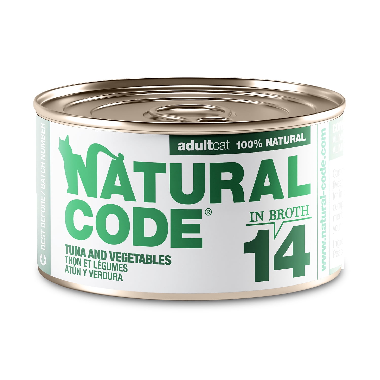Natural Code - Wet Cat Food, Limited Ingredient Cat Food, High-Protein, Non-GMO, No Artificial Additives, Made In Italy, Tuna and Vegetables in Broth for Adult Cats (3 oz, 24 Pack)