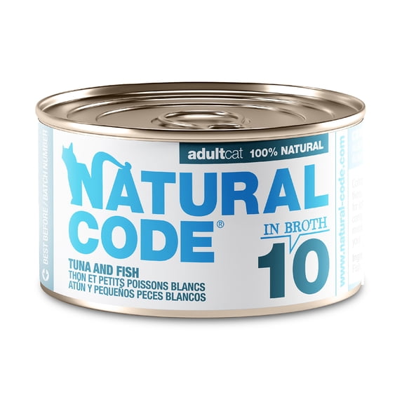 Natural Code - Wet Cat Food, Limited Ingredient Cat Food, High-Protein, Non-GMO, No Artificial Additives, Made In Italy, Tuna and Whitebait in Broth for Adult Cats (3 oz, 24 Pack)