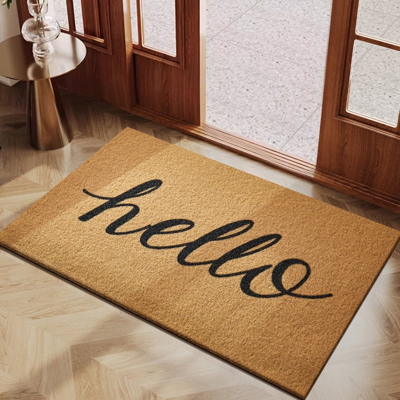 Natural Coir Door Mat, Minimalist Entryway Rug, Heavy Duty Mud Dirt Trapper Scraper Mat, Cuttable Non-Slip Outdoor Indoor Doormat for Front Door Porch Hallway