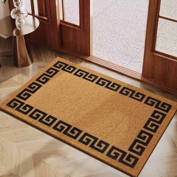 Natural Coir Door Mat, Minimalist Entryway Rug, Heavy Duty Mud Dirt Trapper Scraper Mat, Cuttable Non-Slip Outdoor Indoor Doormat for Front Door Porch Hallway