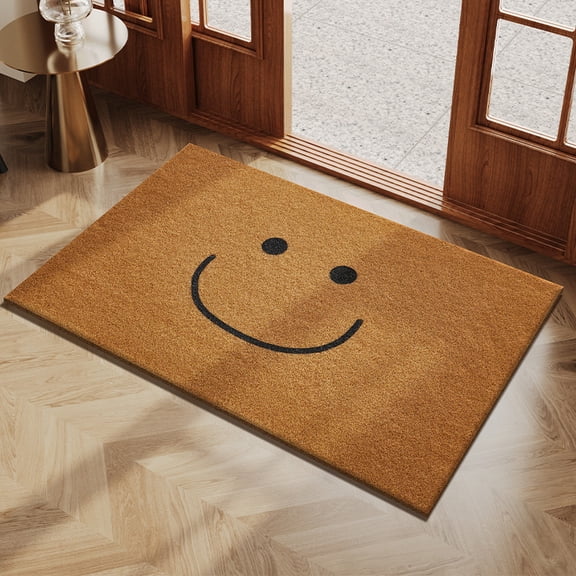 Natural Coir Door Mat, Minimalist Entryway Rug, Heavy Duty Mud Dirt Trapper Scraper Mat, Cuttable Non-Slip Outdoor Indoor Doormat for Front Door Porch Hallway