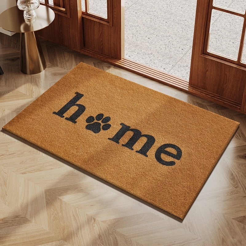 Natural Coir Door Mat, Minimalist Entryway Rug, Heavy Duty Mud Dirt Trapper Scraper Mat, Cuttable Non-Slip Outdoor Indoor Doormat for Front Door Porch Hallway