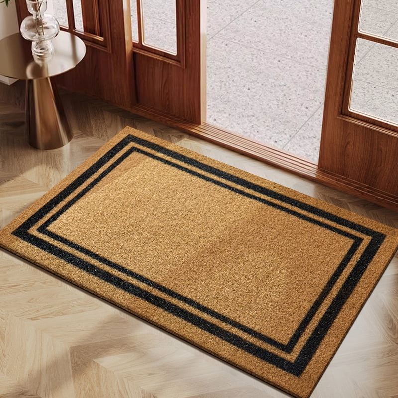 Natural Coir Door Mat, Minimalist Entryway Rug, Heavy Duty Mud Dirt Trapper Scraper Mat, Cuttable Non-Slip Outdoor Indoor Doormat for Front Door Porch Hallway