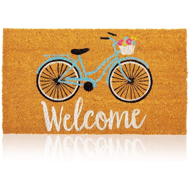 Natural Coir Doormat With Palm Tree Design - 17x30 Indoor Outdoor Welcome Mat