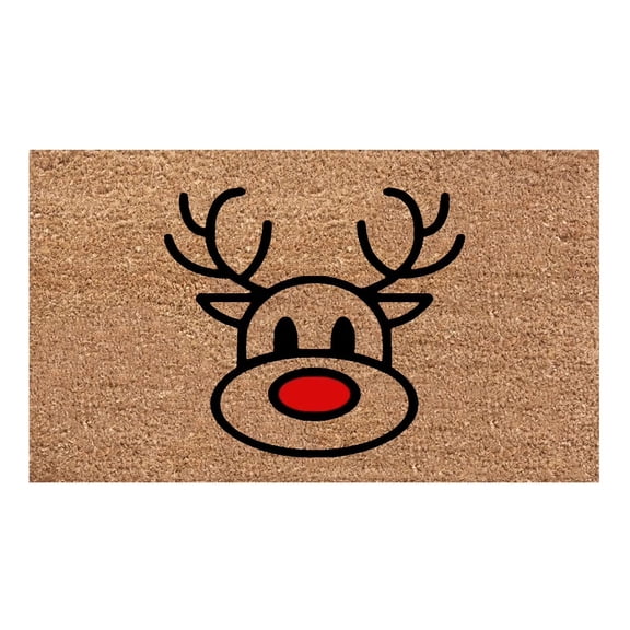 Natural Coir Doormat For Entrance Porch Outdoors Natural Coir Material Thanksgiving Fall Decor Festive Reindeer Pattern Outdoor Door Mat For Home Garden Decorative Rug, Festive