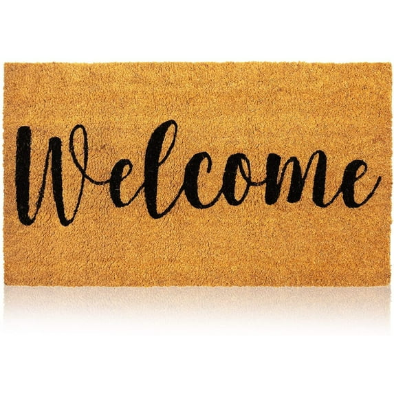 Juvale Welcome Mat Natural Coir Doormat - 30 x 17 in, Natural, Modern - Front Door Mat Outside Entrance & Indoor Entryway