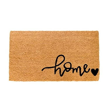 Natural Coir Doormat with Non-Slip Backing - 36 x 24 Inch - Outdoor/Indoor - Welcome Mats - Natural - Heart and Home