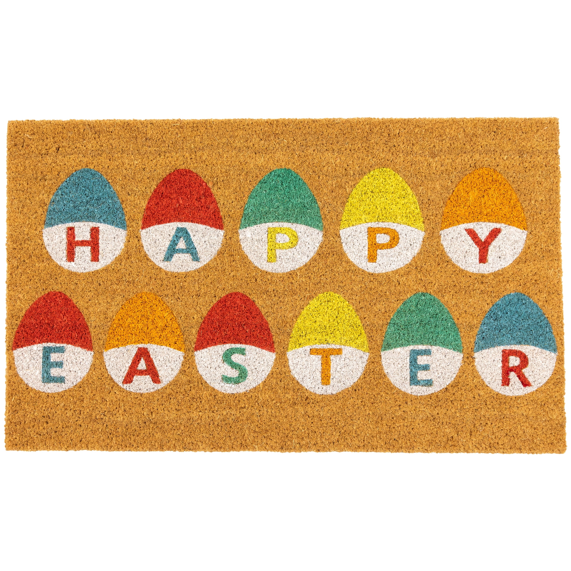 Colorful Coir Happy Easter Egg Outdoor Doormat 18" x 30"