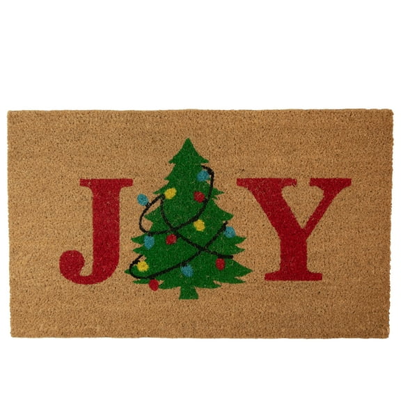 Northlight Natural Coir "Joy" Christmas Tree Doormat 18" x 30"