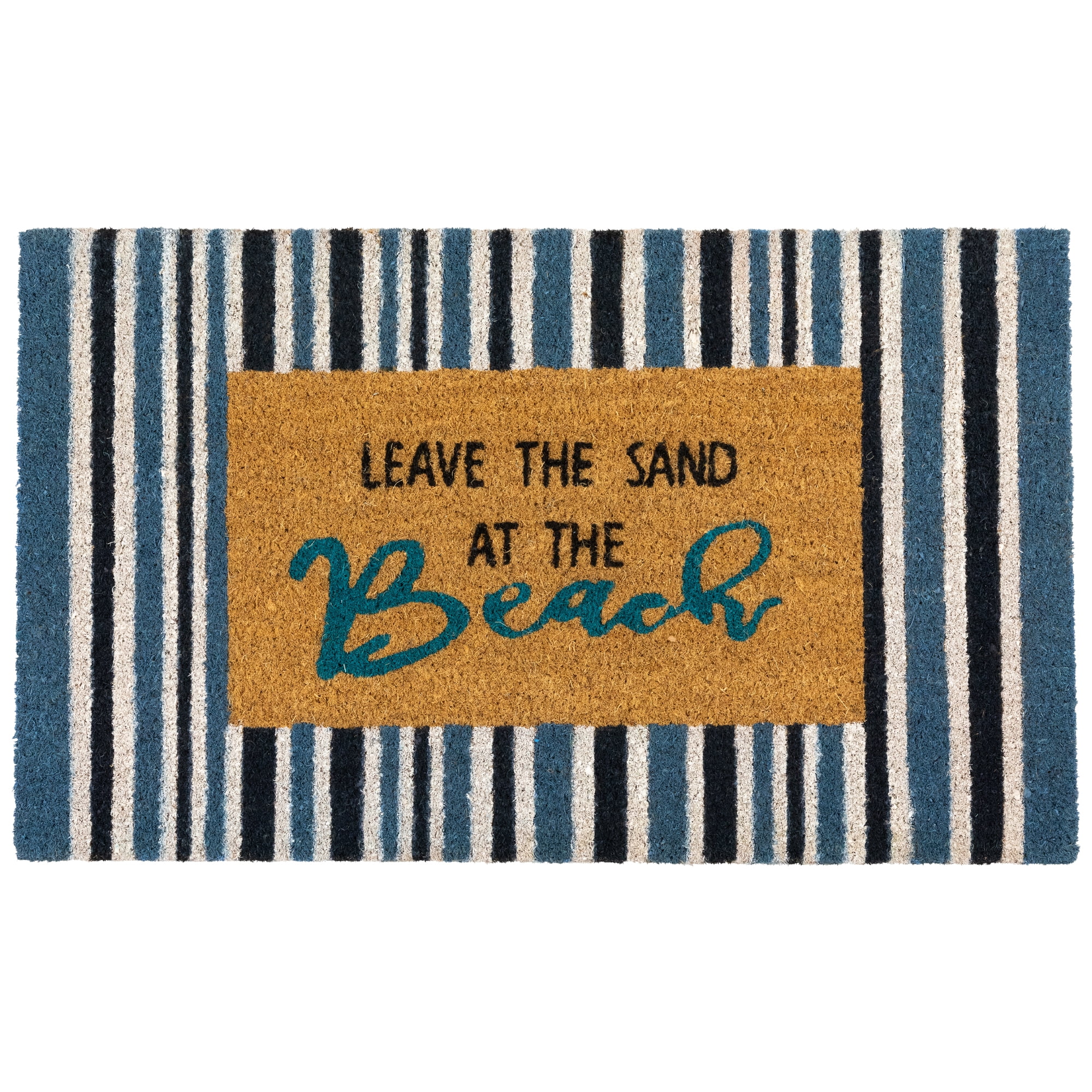 Northlight Natural Coir Leave the Sand at the Beach Striped Outdoor Doormat - 18" x 30"