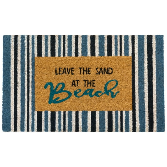 Northlight Natural Coir Leave the Sand at the Beach Striped Outdoor Doormat - 18" x 30"