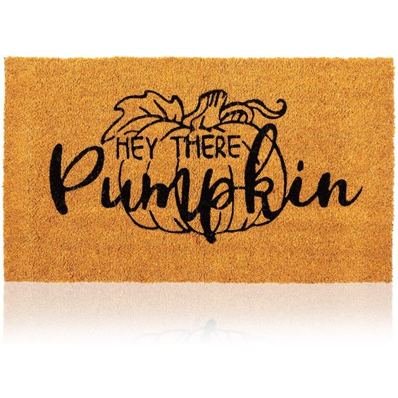 Natural Coir Welcome Door Mat, Hey There Pumpkin Fall Decor(30 x 17 In)