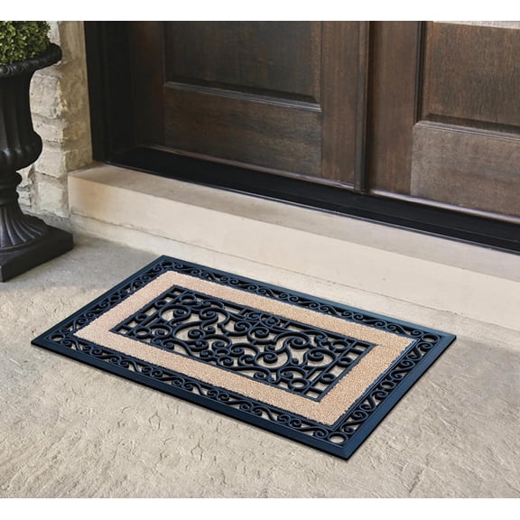 Natural Coir and Rubber Door Mat, 24" x 36", Thick , Heavy Duty, Thin  Door Mat, Easy to Clean, Long Lasting, Front Door Entry Doormat