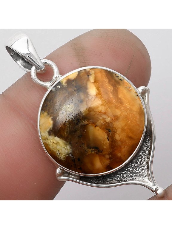 Natural Cold Mountain Thunder Egg 925 Sterling Silver Pendant Jewelry P-1393 SDP104785
