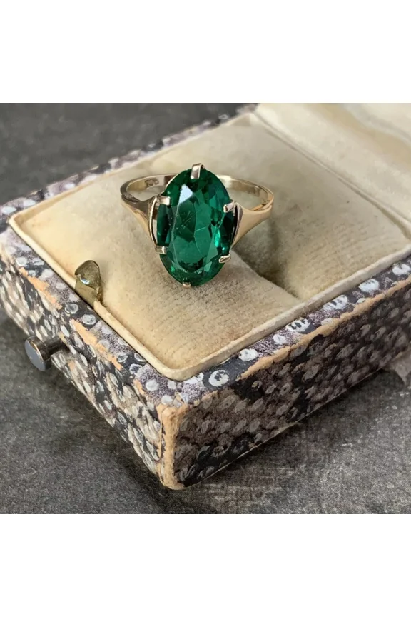 Natural Colombian Emerald Ring For Women Solid 925 Sterling Silver Band Ring