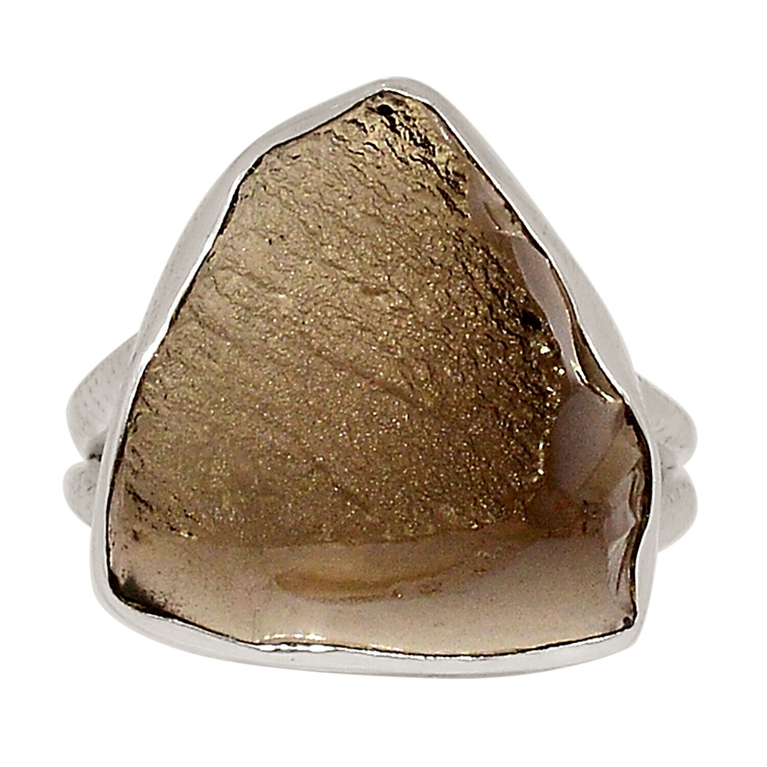 Natural Colombianite Tektite 925 Sterling Silver Ring Jewelry s.7 ALLR-25344