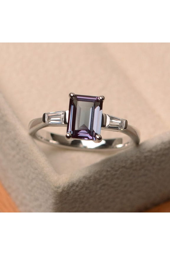 Natural Color Changing Alexandrite Gemstone Ring 925 Sterling Silver Women Delicate Valentine Gift Ring