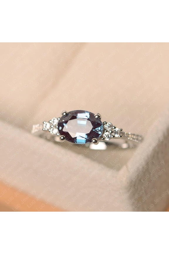 Natural Color Changing Alexandrite Gemstone Ring 925 Sterling Silver Women Delicate Valentine Gift Ring