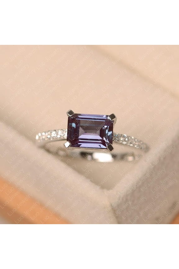 Natural Color Changing Alexandrite Gemstone Ring 925 Sterling Silver Women Delicate Valentine Gift Ring
